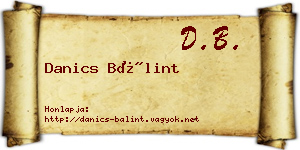 Danics Bálint névjegykártya